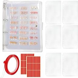 MAYCREATE® Press On Nail Organizer, Press On Nail Packaging, Removable Loose-Leaf Storage Book with Double-sided Adhesive Tape for Fake Nail, Nail Display Stand (Not Included Press On Nail)-18