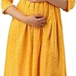 Women's Cotton Blend A-Line Maternity Feeding Kurti with Zipper Chundari Printed Maternity Kurti-image-40