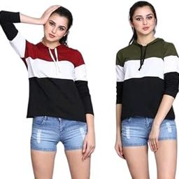 Girl's Cotton Blend Hosiery Hooded Full Sleeves Hoodie (Black)-image-41