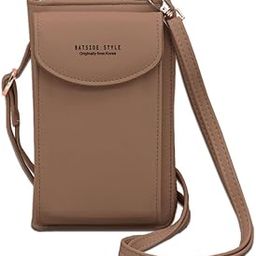 Women Phone Bag Ladies Wallet PU Leather Cell Phone Purse Mini Shoulder Bag with Strap Card Slots (Brown, Forever Hengshang)-40