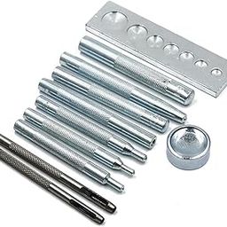 11 PCS Leather Craft Die Punch Hole Snap Rivet Button Base Hand Tool-29