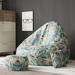 Biggie Bean XXXXL Bean Bag Sofa with Cushion and Footrest - Full Printed, Filled - Official: Oreka Home - Comfort Level: Standard - Theme: Kaleidoscope Chronicles-96