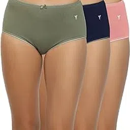shyygl Women Cotton Spandex Hipster Panties Full Coverage Solid Color Briefs Model SL-905 (Pack of 3)-picture-0