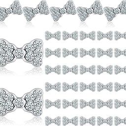 40 Pieces 3D Bow Nail Charms - Tie Design Art Slices With Rhinestone Alloy Decals for Women Girls DIY Decoration-36