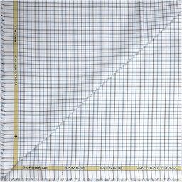 Bamboo Giza Italian Collection With Anti-Bacterial White Checkered Unstitched Shirt Fabric - 1.60 metres-image-77