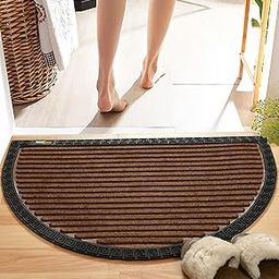 JOGI KART Indoor/Outdoor Heavy Duty Doormat Natural Rubber Sturdy for All Season Water Absorbent/dust Resistant Entrance Doormat for Elegant Look||Brown d shape45x75cm-30