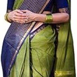 Women's Kanjivaram Soft Pure Silk Banarasi Sarees With Blouse Piece, Blue-image-4