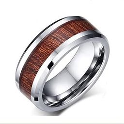 Fashion Rhodium Plated Titanium Stainless Steel Wooden Round Ringsfor Men Stainless Steel Sterling Silver Plated Ring-image-44