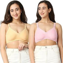 Mee Mee Women's Cotton Non-Padded | Double Layered | Wire Free Maternity Bra | Skin, Pink | Pk of 2 |-11