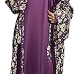 Women Purple Printed Nightdress with Robe for Women/Nighty with Robe-image-114