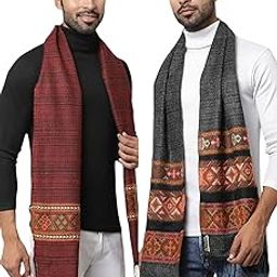 Men's Wool Blend Mufflers with Ethnic Prints, Set of 2-image-17