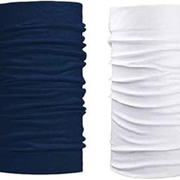 Buff Bandana Combo Polyester Bandana, Free Size Unisex 2-Buff Blue and white-39