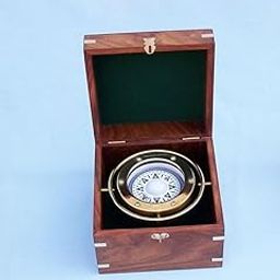 Handmade Ship Compass in Rose Wood Box, Vintage Gift-picture-27