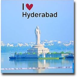 ASHVAH I Love Hyderabad City Wooden Stylish Fridge Magnet Souvenir Perfect Refrigerator Decoration Fridge Magnet Size 4x4 Inch-image-31