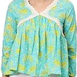 Women's Cotton Sea-Green Color Floral Print Alia-Cut Top-picture-42