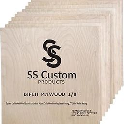 Baltic Birch Plywood Sheets 1/8, Craft Wood 10 Pack - 12 x 12 x 1/8 Inch - Wood Sheets 3mm, Plywood Sheets with Smooth Surfaces - Bass Wood for Laser Cuttin (Birch, 1/8'' x 12'' x 12'')-7