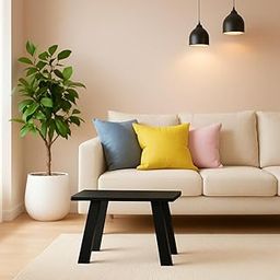 KVS Furniture Wooden Coffee Table for Living Room | Stylish Black Center Table with Unique Leg Design | Space-Saving Sofa Side Table for Home & Office Decor-image-93