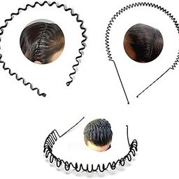 3 Pcs Black Flexible Metal Wavy, Spring And Zig Zag Hair Band Hair Hoop Hairband Daily Use For Unisex Men Women-10