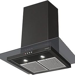 60 cm 1200 m³/hr straight glass Kitchen Chimney (HOOD MARBLE PB BK 60 (EURODOMO), Baffle Filter, Black)-image-53