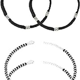 Handmade Designer Beads Black Thread Anklet & Evil Eye charms Nazariya Adjustable Payal | Anklet For Women, Girls 4 piece (AT ANK 088)-image-44