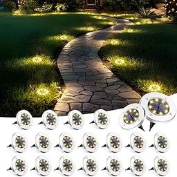 SOLPEX Solar Lights Outdoor Waterproof, 20 Pack Solar Ground Lights, Solar Garden Lights Landscape Lighting for Pathway Driveway Patio Backyard Walkway (Warm White)-image-15