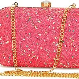 Handcrafted Beautiful Bling Box Clutch Bag for Women & Girls Light Rani-image-5
