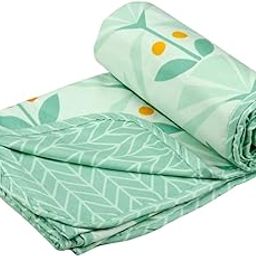 BSB HOME Pure Cotton 120 GSM Reversible Soft Lightweight Printed Single Bed Blanket/AC Dohar/Skin Friendly Dohar-152 x 225 cm-Beige & Green-9