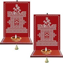 Traditional Tulsi Mada Designed Vilakku | Diya Wall Mount Stand for Home | Madam Hanging Diya-image-14