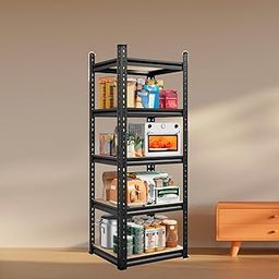JD FRESH 5-Tier Adjustable Metal Storage Rack/Heavy Duty Boltless Shelving Unit & Organizer for Home, Garage, Office & Shop/Display Rack with Metal Frame (60 x 18 x 18 Inch, Black)-image-10