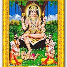 Lord Dakshinamurthy Yoga Dakshinamoorthy Wall Painting Framed Home Decor (Wood,Matte,Gold,Small Size,6 x 8 Inch) R273S-15