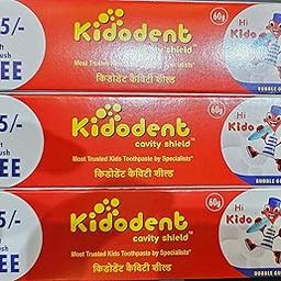 Kidodent Bubble Fruit Toothpaste Pack of THREE with THREE Free ToothBRUSH (New Packing)-image-40