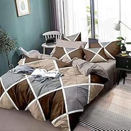 Ab Home decor 170 TC Glace Cotton Blanket Cover-Razai Cover-Quilt Cover-Duvet Cover for Double Bed Size with Zipper (Dohars) 90x100 inch-Brown Boxes-image-41