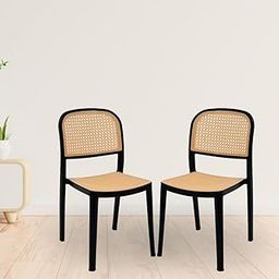 ITALICA Armless Chair for Home, Garden and Office Indoor/Outdoor Use | Stackable Chairs|Patio Chairs for Balcony|Polypropylene Chair/Seating for Home(5253, Set of 2, Black & Biscuit)-picture-33