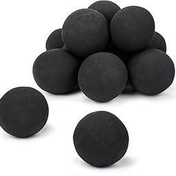 GRISUN Black Round Ceramic Fire Balls for Fire Pit, 4 Inch Tempered Fire Stones for Natural or Propane Fireplace, Safe for Outdoors and Indoors Fire Pit Reusable Fireballs, Set of 12-picture-11