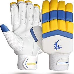 SNAGA Leo Professional Cricket Batting Gloves, White and Silver Padded Protection (Yellow Blue, Men)-image-52