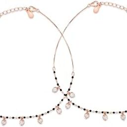 925 Sterling Silver Heartfelt Sparkle With Cubic Zirconia Rose Gold Plated Women's Anklet (Pair) | Gift for Women and Girls | With Certificate of Authenticity and 925 Hallmark|Mother's Day-image-39