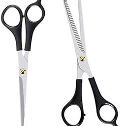 SIYAA Stainless Steel Hair Cutting Scissor for Men Women Professional Salon Barber Hairdressing Styling Tool Kit(Set Of 2,Black)-picture-7