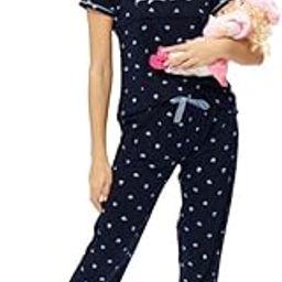Women's Cotton Double Heart Print Feeding Top & Payjama Half Sleeve Sleeve Nightsuit Set-image-17