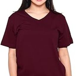 Womens V Neck T-Shirts (Size S to 4XL) Loose and Long Fit T-Shirt-image-70