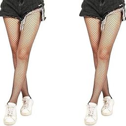 Women's & Girls's Full Length High Waist Pantyhose Tights Fishnet Pattern Stockings Broad Mesh Net Style, (Free Size) Black-picture-18
