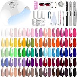 Vishine Nail Gel UV LED Lamp Kit, 54W UV LED Nail Dryer Quick-drying Light 6 Gel Color Base Top Coat, Matte Top Coat, Full Manicure Tools DIY Starter Kit-image-11