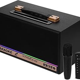 Krisons Newly Launched Retro Bluetooth Party Speaker 60W| Karaoke Wireless Mic| Portable Trolley Outdoor Speaker|Inbuilt Battery Upto 6 Hours Playtime| Aux/TF/USB/Dual 4" Driver-picture-22