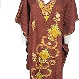 Aari work kaftan, traditional kashmiri aari embroidery kaftan for women,-image-2
