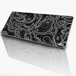 Black Halo Large Extended Mouse Pad for Laptop Desktop PC Gaming Mousepads - Anti-Skid Rubber Base - Smooth Surface - 595MM x 290MM x 3MM (Black topo graphy) - Stiched Ends-11