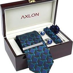 Tie for Men – Paisley Silk Neck Ties Set with Cufflinks Flower Pin, Pocket Square & Black Gift Box, Combo Necktie Sets for Office Wear, Formal Suits & Weddings (Teal Ocean Blue, NXPLX_14)-image-76