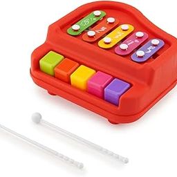 Arabiz Non Electronic Premium & Non-Toxic 2 in 1 Big Musical Piano and Xylophone Toy with Colorful Keys & 2 Mallets for Babies/Girls/Boys/Kids/Gifts (Battery Not Required) Samll Size (Red)-image-81