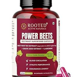 Rooted Active's PowerBeets - Beet Root Capsules, Helps Support Nitric Oxide Production, Blood Pressure, Heart Health, Contains Non-GMO Beetroot Powder, Grape Seed Extract (60 Caps)-22