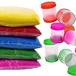 Ascension ® Design Creativity Diwali Floor Rangoli Art 5 Multicolour Rangoli Colours Ceramic Colours 80g Each with 6 Rangoli Fillers Rangoli Powder Colors for Navratri Pongal Pooja Mandir-image-1