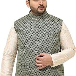Plus (Since 1958) Men's Jacquard Silk Self Design ONLY Nehrujacket-image-13