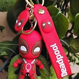 Will Vision Red 3D Dead-pool Cartoon Keychain with Printed Strap & Mask Charm | Rubber Superhero Key Ring for Bike, Car, Office, Bags | Gift for Boys, Girls, Kids, Friends & Marvel Fans-image-38